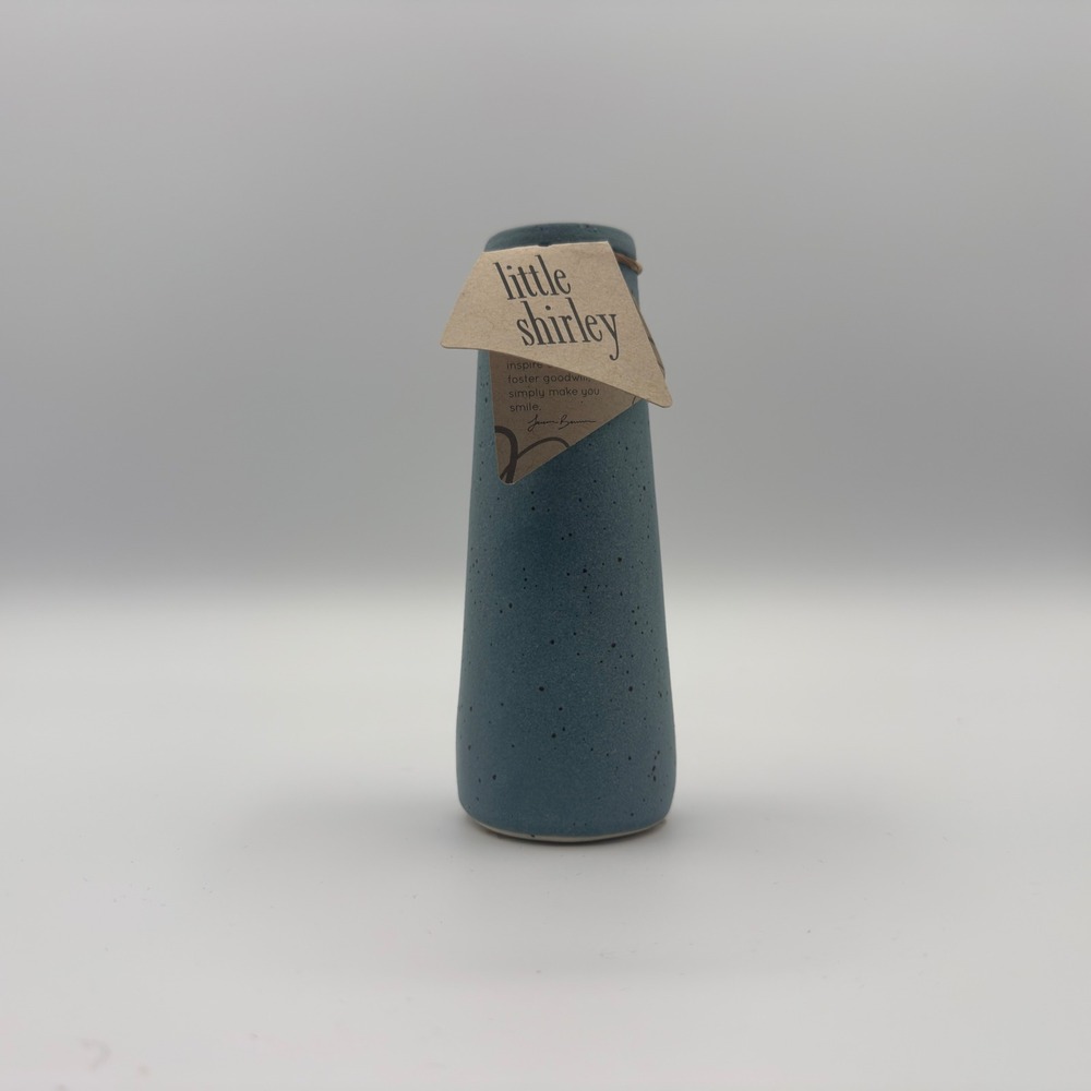 Material Good Little Shirley Tall Bud Vase Coastal Fog Blue Speckled Ceramic